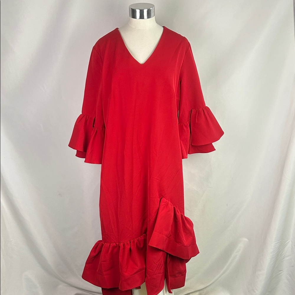 Gracia Nwt Red w Ruffle Trim Dress